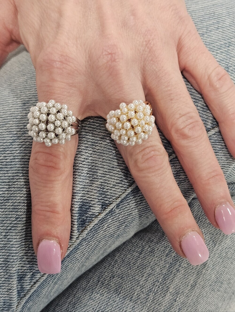 Cluster Pearl Statement Ring - White Pearls